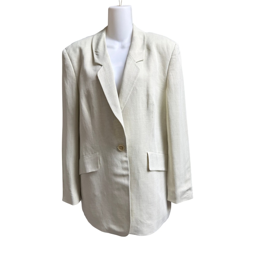 Rene Lezard Blazer Herringbone Linen Blend Made in Germany Size 40 pastel